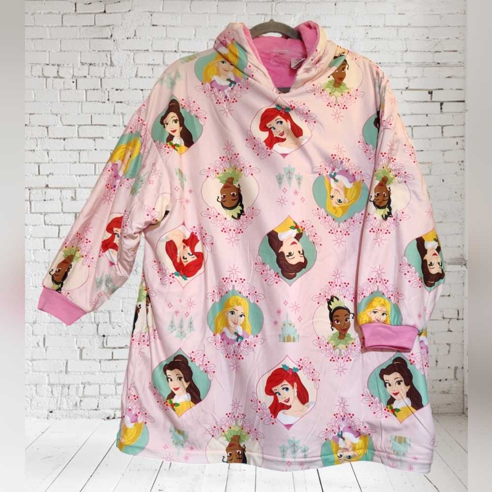 Disney Princess Fleece Robe Oversized Hooded Wearable Blanket Ariel Belle NEW